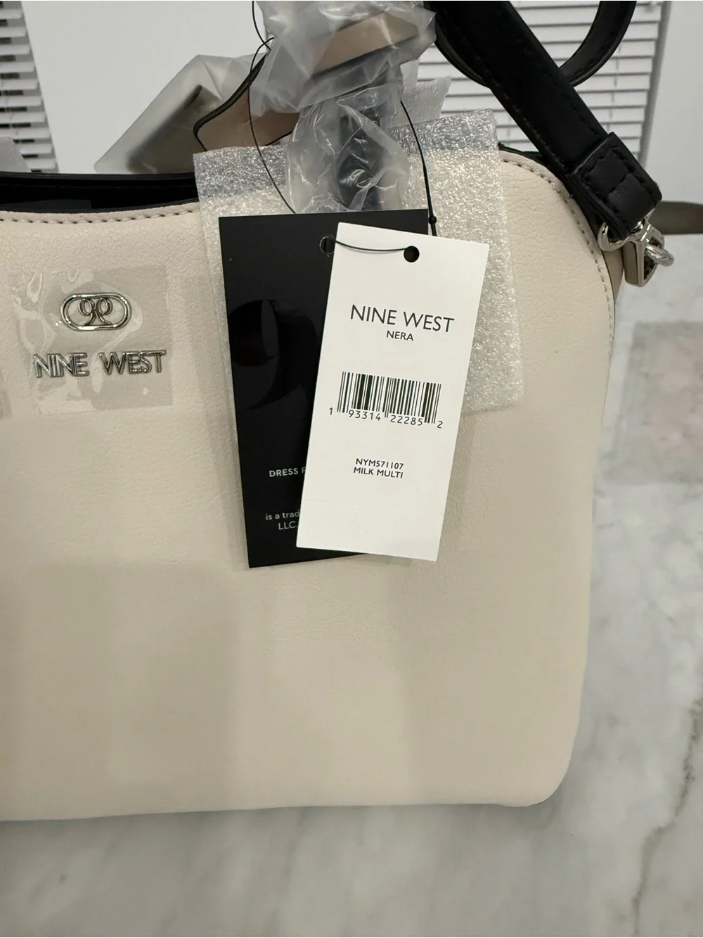 Nine West Cream Satchel with Black Handles